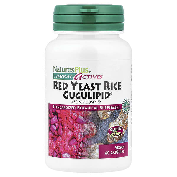 NaturesPlus, 허브 액티브, 홍국 Gugulipid®, 베지 캡슐 60정