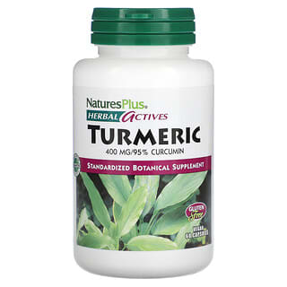 NaturesPlus, Herbal Actives, куркума, 400 мг, 60 веганских капсул