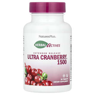 NaturesPlus, Herbal Actives, Ultra Cranberry 1500, 1.500 mcg, 30 Comprimidos