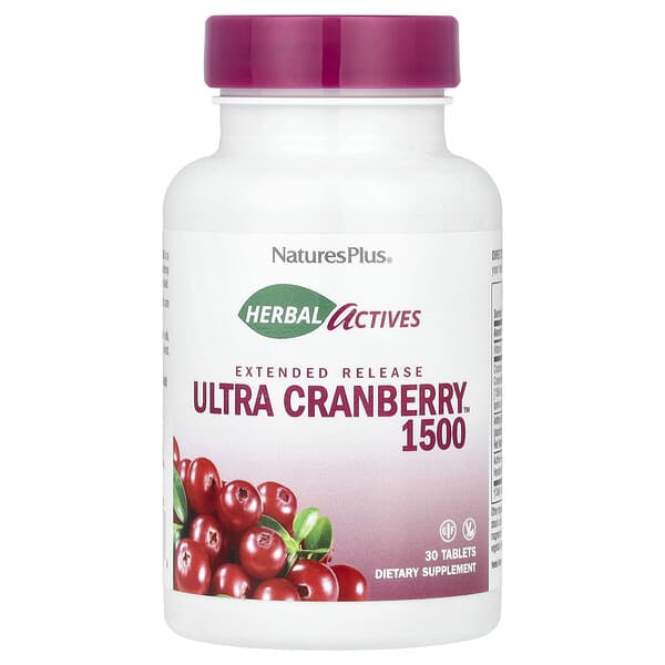 NaturesPlus Herbal Actives, Ultra Cranberry™ 1500, 30 Tablets