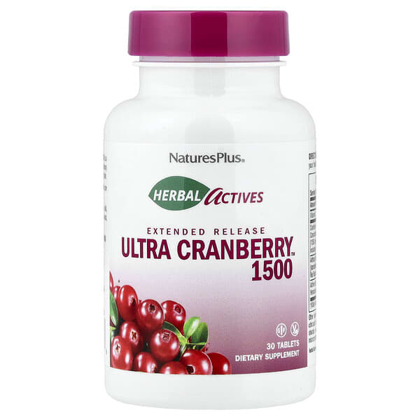 NaturesPlus, Herbal Actives, Ultra Cranberry™ 1500, 30 Tablets — product photo 1