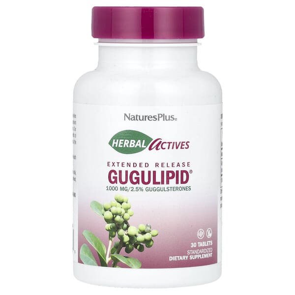 NaturesPlus Herbal Actives, Gugulipid®, Extended Release, 1,000 mg, 30 Tablets