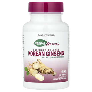 NaturesPlus, Principi attivi a base di erbe, ginseng coreano, rilascio prolungato, 1.000 mg, 30 compresse