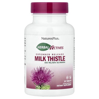 NaturesPlus, Herbal Actives, Milk Thistle, Extended-Release, 500 mg, 30 Tablets