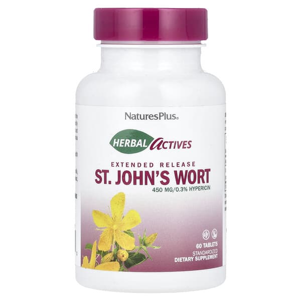 NaturesPlus Herbal Actives, St. John's Wort, 450 mg, 60 Tablets
