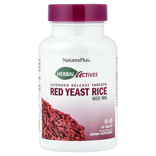 NaturesPlus（ネイチャーズプラス）, Herbal Actives（ハーバルアクティブス）、紅麹、600mg、タブレット30粒
