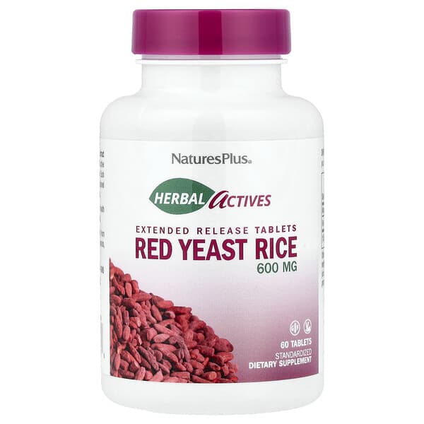 NaturesPlus Herbal Actives, Red Yeast Rice, 600 mg, 60 Tablets