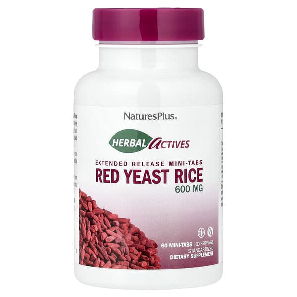 NaturesPlus Herbal Actives, Red Yeast Rice, 60 Mini-Tabs (300 mg per Tab)