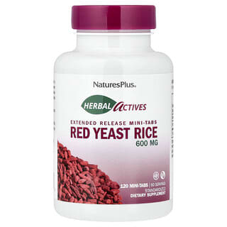 NaturesPlus, Herbal Actives, красный дрожжевой рис, 120 мини-таблеток (300 мг в 1 таблетке)