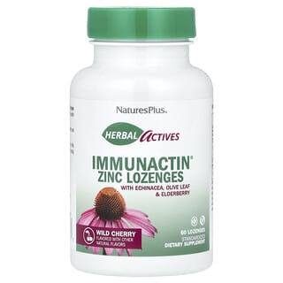 NaturesPlus, Herbal Actives, ImmunActin®, Zinc Lozenges, Wild Cherry, 60 Lozenges