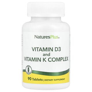 NaturesPlus, Complejo de vitamina D3 y vitamina K, 90 comprimidos