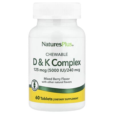 NaturesPlus, D and K Chewable Complex, Mixed Berry, 60 Tablets