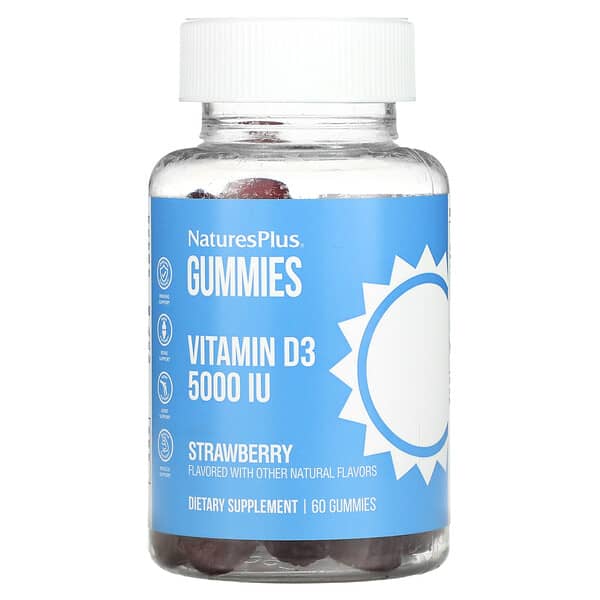 NaturesPlus‏, Vitamin D3 Gummies, Strawberry, 5,000 IU, 60 Gummies