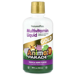 NaturesPlus, Animal Parade Gold, мултивитаминна течност, тропически горски плодове, 30 течни унции (887,1 ml)