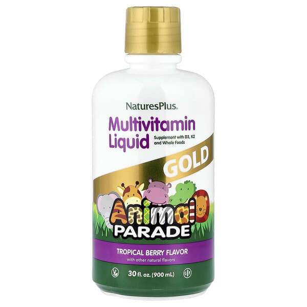 NaturesPlus Animal Parade® Gold, Multivitamin Liquid, Tropical Berry, 30 fl oz (900 ml)