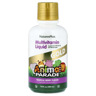 NaturesPlus, Children's Animal Parade Gold Multivitamin Liquid, Tropical Berry, 16 fl oz (473.18 ml)