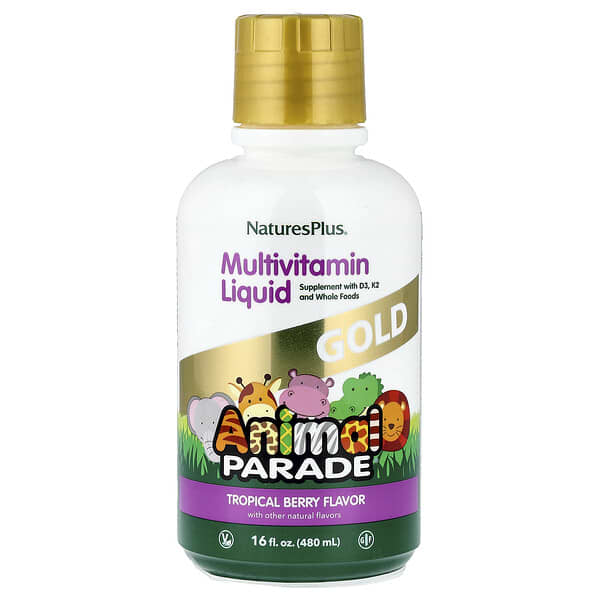 NaturesPlus Animal Parade® Gold, Multivitamin Liquid, Tropical Berry, 16 fl oz (480 ml)