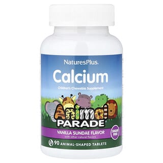 NaturesPlus, Animal Parade，儿童钙咀嚼补充剂，香草圣代味，无糖，90 片动物状片剂
