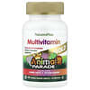 NaturesPlus, Animal Parade® Gold, Suplemento multivitamínico masticable para niños, Cereza, uva y naranja, 60 comprimidos con forma de animales