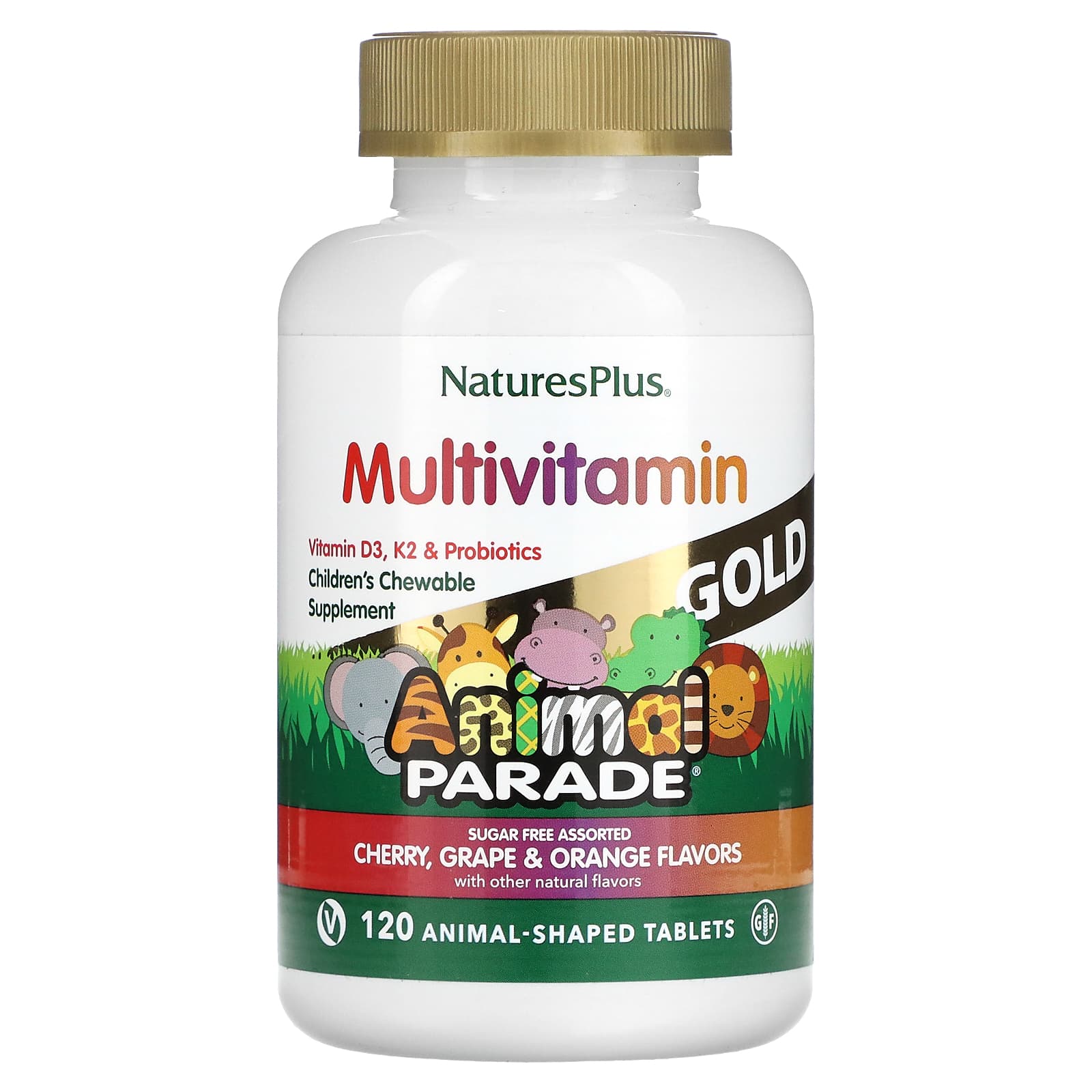Заказать NaturesPlus, Source of Life, Animal Parade Gold, жевательные мультивитамины с микроэлементами для детей, ассорти, 120 таблеток в форме животных