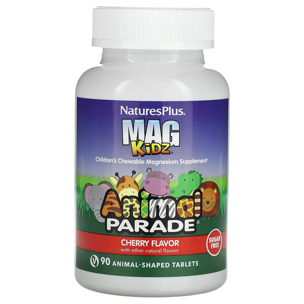 Nature's Plus, Animal Parade, MagKidz, магний для детей, натуральный вишневый вкус, 90 таблеток в форме животных