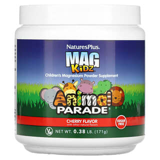 NaturesPlus, Mag Kidz, Animal Parade, Children's Magnesium Powder Supplement, Cherry, 0.38 lb (171 g)