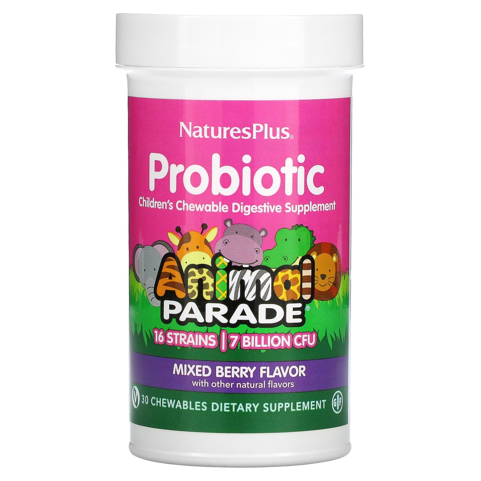 Заказать NaturesPlus, Пробиотик, детская жевательная пищеварительная добавка, ягодное ассорти, 30 жевательных таблеток