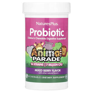 NaturesPlus, Probiotic, Children's Chewable Digestive Supplement, Mixed Berry, 30 Chewables