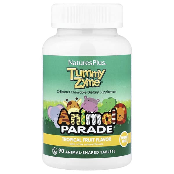 NaturesPlus Animal Parade®, Tummy Zyme®, Tropical Fruit, 90 Animal-Shaped Tablets