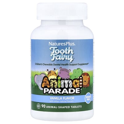 NaturesPlus, Animal Parade&reg;, Tooth Fairy&reg;, Children's Chewable Dental Health Support Supplement, Vanilla, 90 Animal-Shaped Tablets