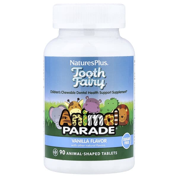 Animal Parade®, Tooth Fairy®, Children's Chewable Dental Health Support Supplement, Vanilla, 90 Animal-Shaped Tablets
