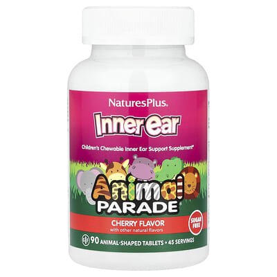 NaturesPlus, Animal Parade&reg;, Inner Ear, Children's Chewable, Cherry, 90 Animal-Shaped Tablets