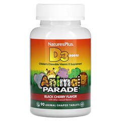 NaturesPlus, Source of Life, Animal Parade, витамин D3, со вкусом натуральной черешни, 500 МЕ, 90 таблеток в форме животных