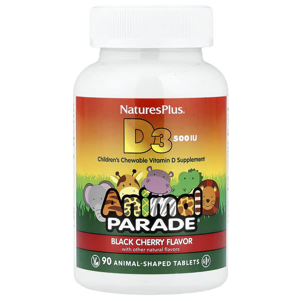 Animal Parade®, Vitamin D3, Black Cherry, 12.5 mcg (500 IU), 90 Animal-Shaped Tablets