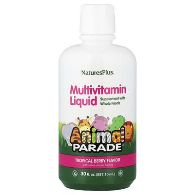NaturesPlus, Animal Parade®, Liquid Multivitamin, Tropical Berry Flavor, 30 fl oz (887.1 ml)