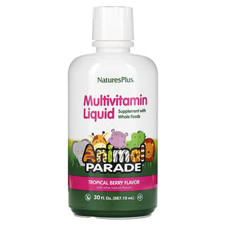 NaturesPlus, Source of Life, Animal Parade Liquid, Multivitamin untuk Anak-anak, Rasa Beri Tropis Alami, 30 ons cairan (887,10 ml)