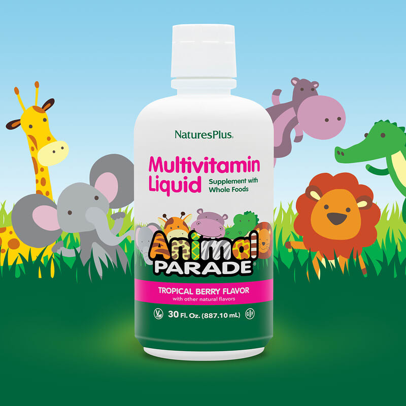 NaturesPlus, Animal Parade, Multivitamin Liquid, Tropical Berry, 30 fl oz (887.1 ml)