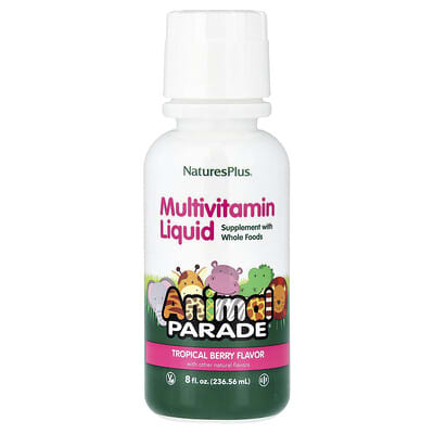 NaturesPlus, Animal Parade&reg;, Multivitamin Liquid, Tropical Berry, 8 fl oz (236.56 ml)