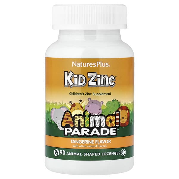NaturesPlus Animal Parade®, Kid Zinc®, Tangerine, 90 Animal-Shaped Lozenges