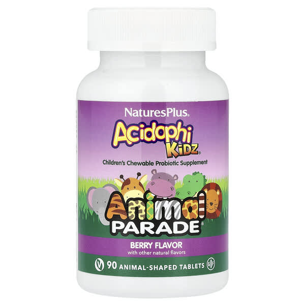 Animal Parade® AcidophiKidz®, Children's Chewable Probiotic, Berry, 90 Animal-Shaped Tablets