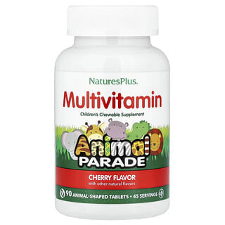 NaturesPlus, Source of Life, Animal Parade Gold, жевательные мультивитамины с микроэлементами для детей, со вкусом вишни, 90 таблеток в форме животных