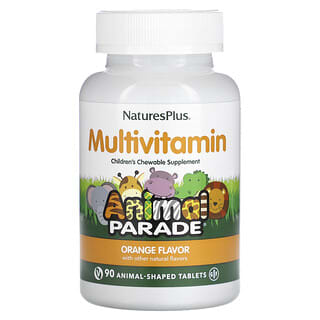NaturesPlus, Animal Parade, детские жевательные мультивитамины, апельсин, 90 таблеток в форме животных
