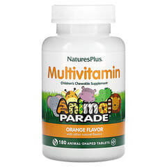 NaturesPlus, Animal Parade, Children's Chewable MultiVitamin Supplement, Orange, 180 Animal-Shaped Tablets