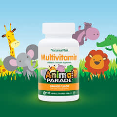 NaturesPlus, Animal Parade, Children's Chewable MultiVitamin Supplement, Orange, 180 Animal-Shaped Tablets