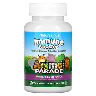 NaturesPlus, Source of Life, Animal Parade, Kids Immune Booster, Natural Tropical Berry Flavor, 90 Animals