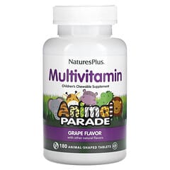 NaturesPlus, Animal Parade, Children's Chewable Multivitamin Supplement, Grape, 180 Animal-Shaped Tablets