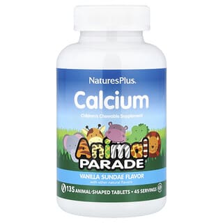 NaturesPlus, Animal Parade®, Calcium, Children's Chewable Supplement, Vanilla Sundae, 135 Animal-Shaped Tablets