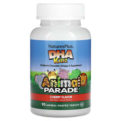 NaturesPlus, Animal Parade, DHA Kids, Children's Chewable Omega-3 Supplement, Cherry, 90 Animal-Shaped Tablets