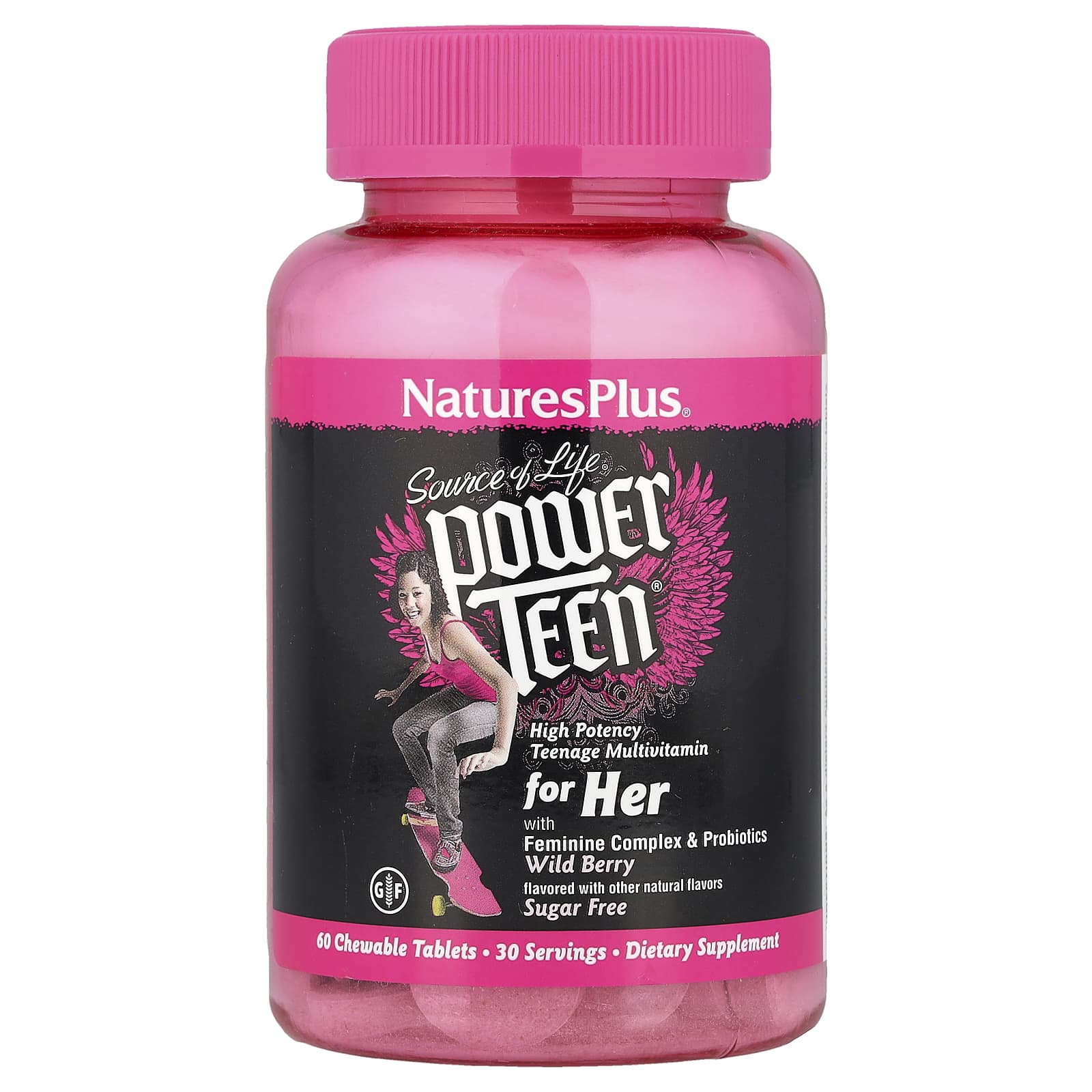 NaturesPlus, Source of Life®, Power Teen® for Her, Wild Berry, 60 Chewable Tablets