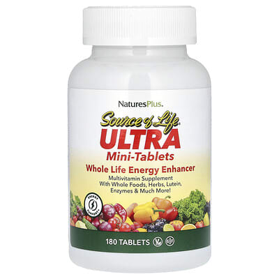NaturesPlus, Source of Life, Ultra Mini Tablets, Total Life Energy Booster, 180 Tablets